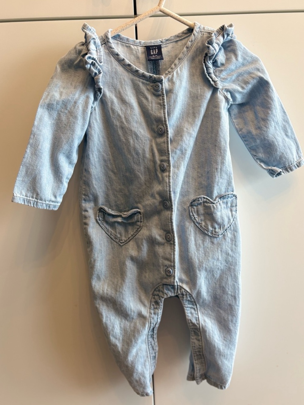 GAP Baby Denim Heart One Piece Romper
